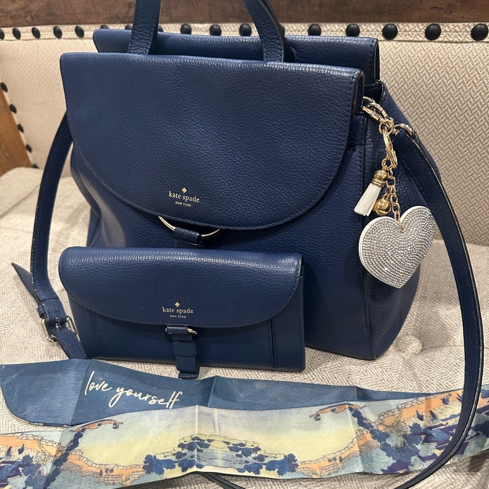 Kate Spade Pebbled Leather Purse & Wallet - Blue - Picture 2 of 12